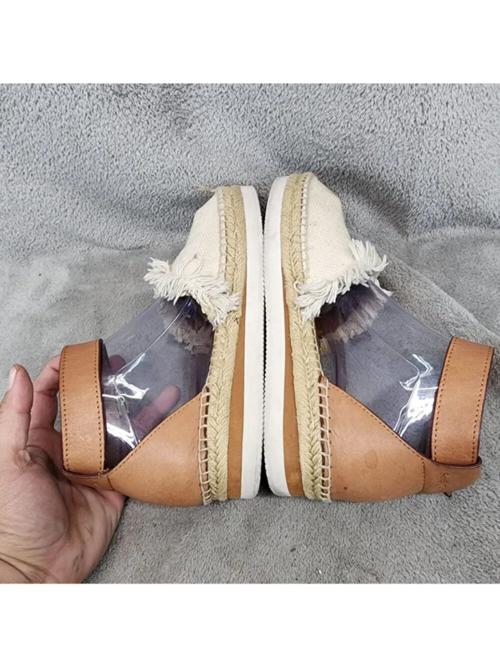 See by Chloe Shoes Womens 7 Tan Textile & Leather Glyn Espadrille Sandals *Read*